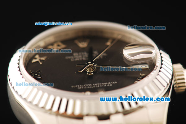 Rolex Datejust Automatic Movement Full Steel with ETA Coating Case and Black Dial - Click Image to Close